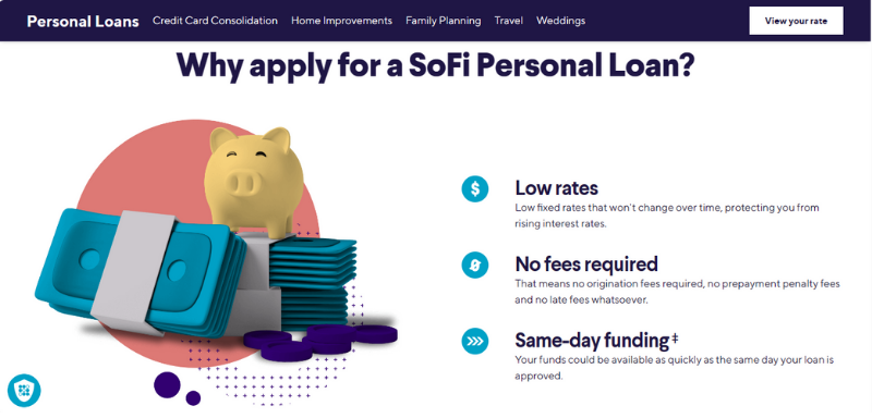 sofi personal loan website screenshot